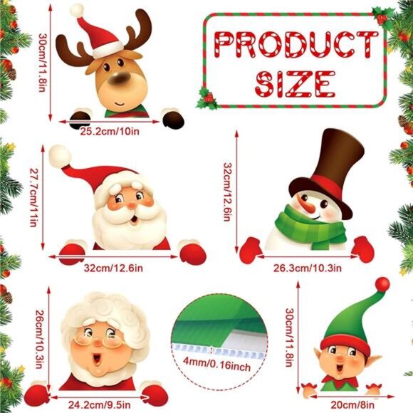 5 Pieces Christmas Fence Peeker Decoration Peeking Christmas Yard - Picture 2 of 8